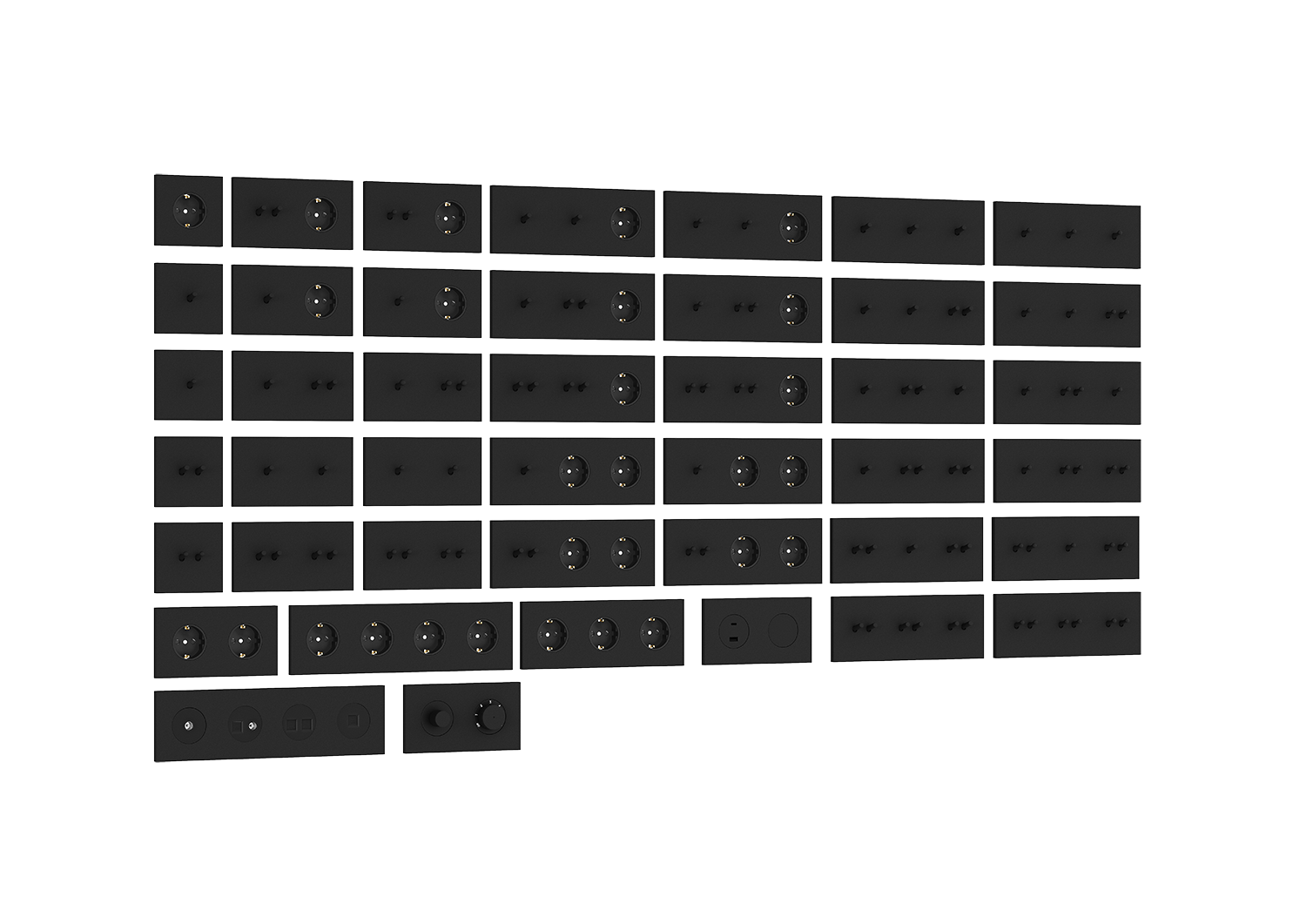 Рамка тройная на 1+2+1 тумблер, тип C/D, черный, серия N96 Collect (фото 2)