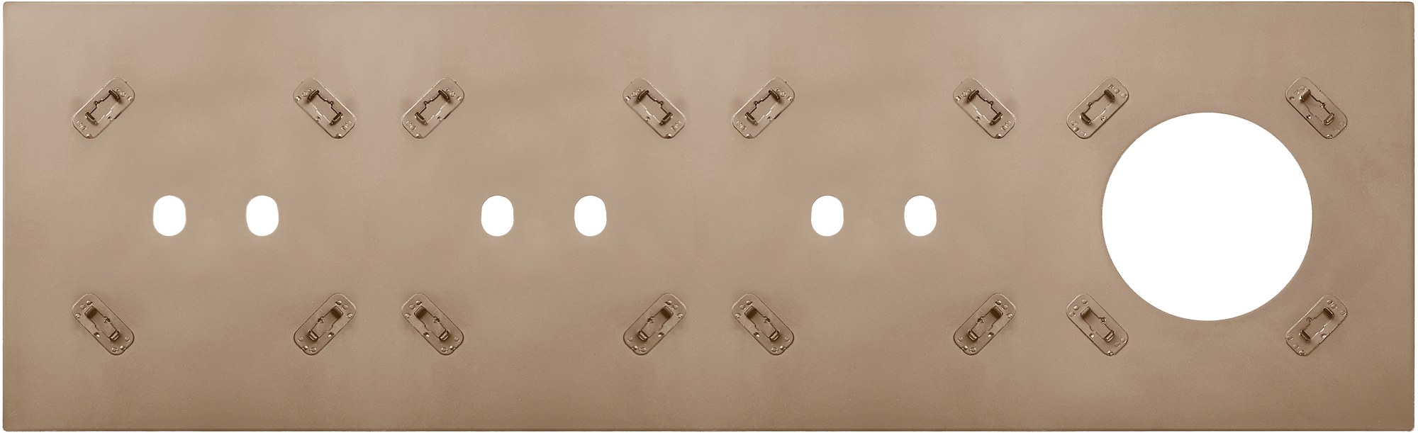 Рамка четырехместная на 2+2+2 тумблера+розетка, тип C/D, латунь, серия N96 Superfine (фото 4)