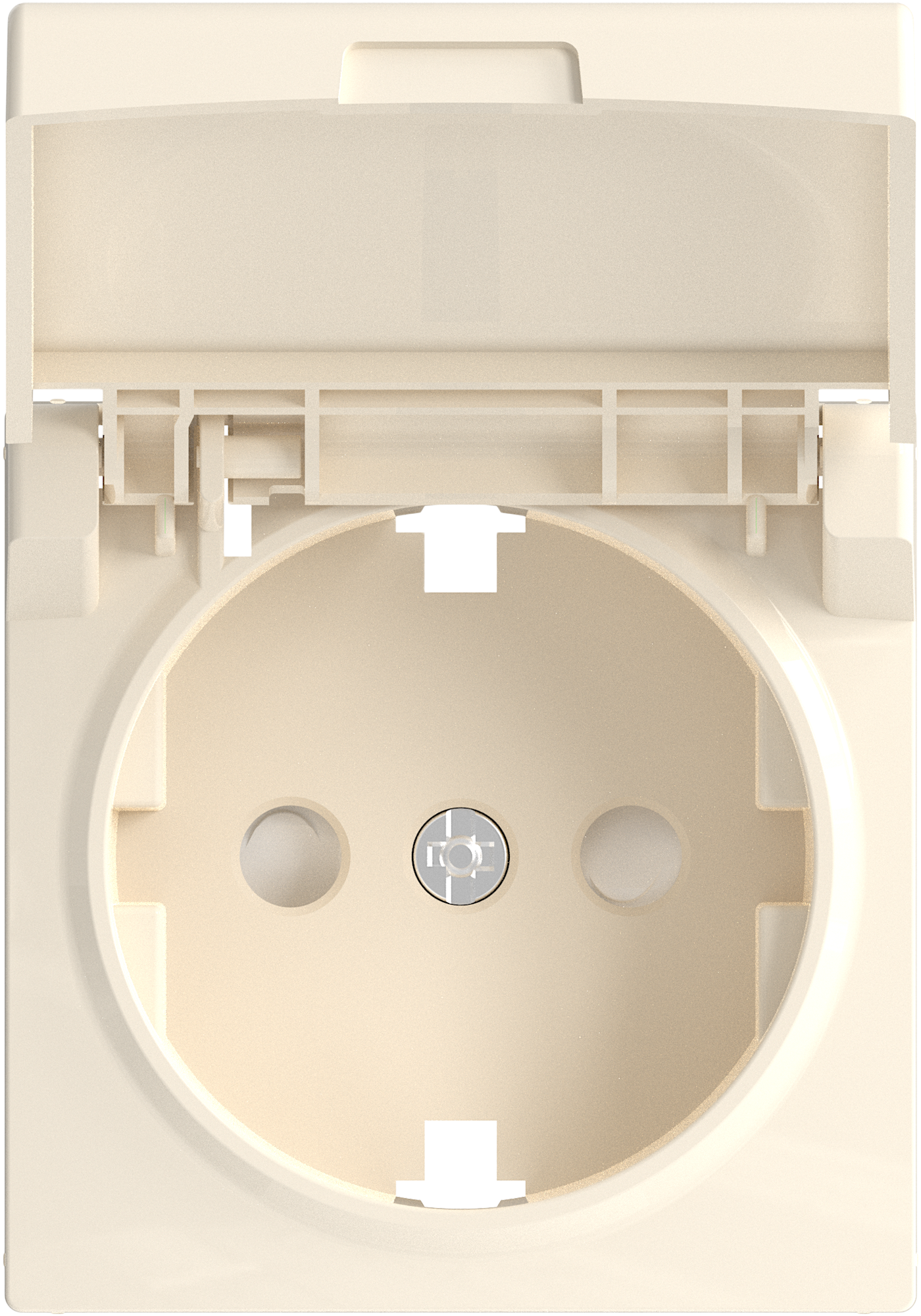 Накладка для розетки Schuko с заземлением, с крышкой, 16A 250 В~, глянцевый кремовый, серия A07 (фото 1)